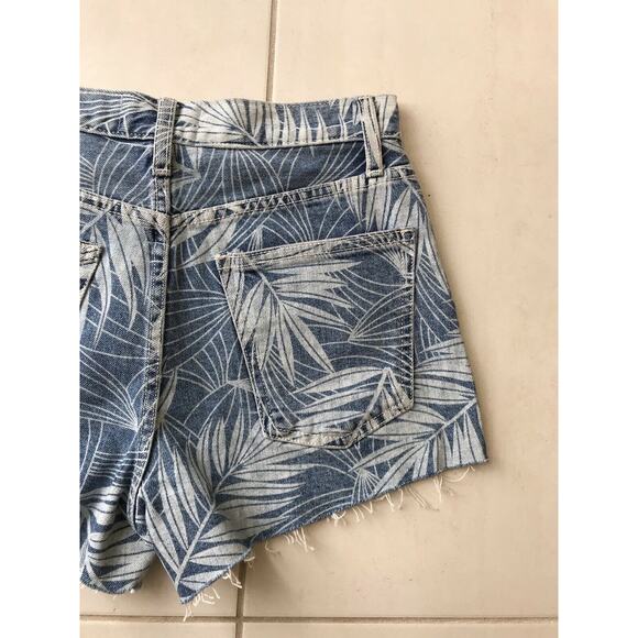 Current/Elliott Print Ultra High Waist Cut Off Denim Shorts - Picture 8 of 9